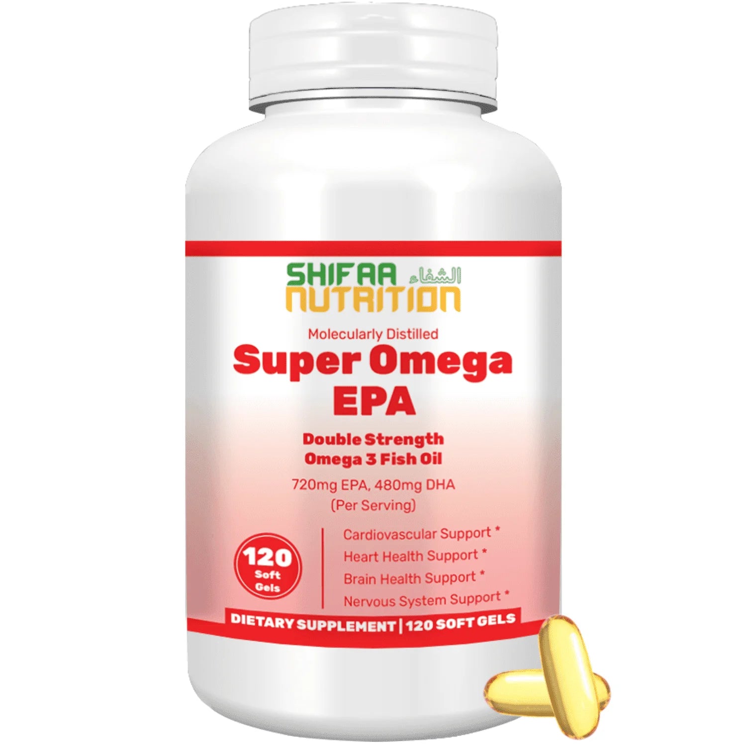 Double Strength Wild-Caught Omega-3 Fish Oil with 480Mg DHA, 720Mg EPA – Supports Heart, Brain & Joint Health